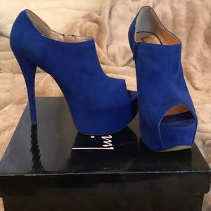 luichiny Suede cobalt blue heels
